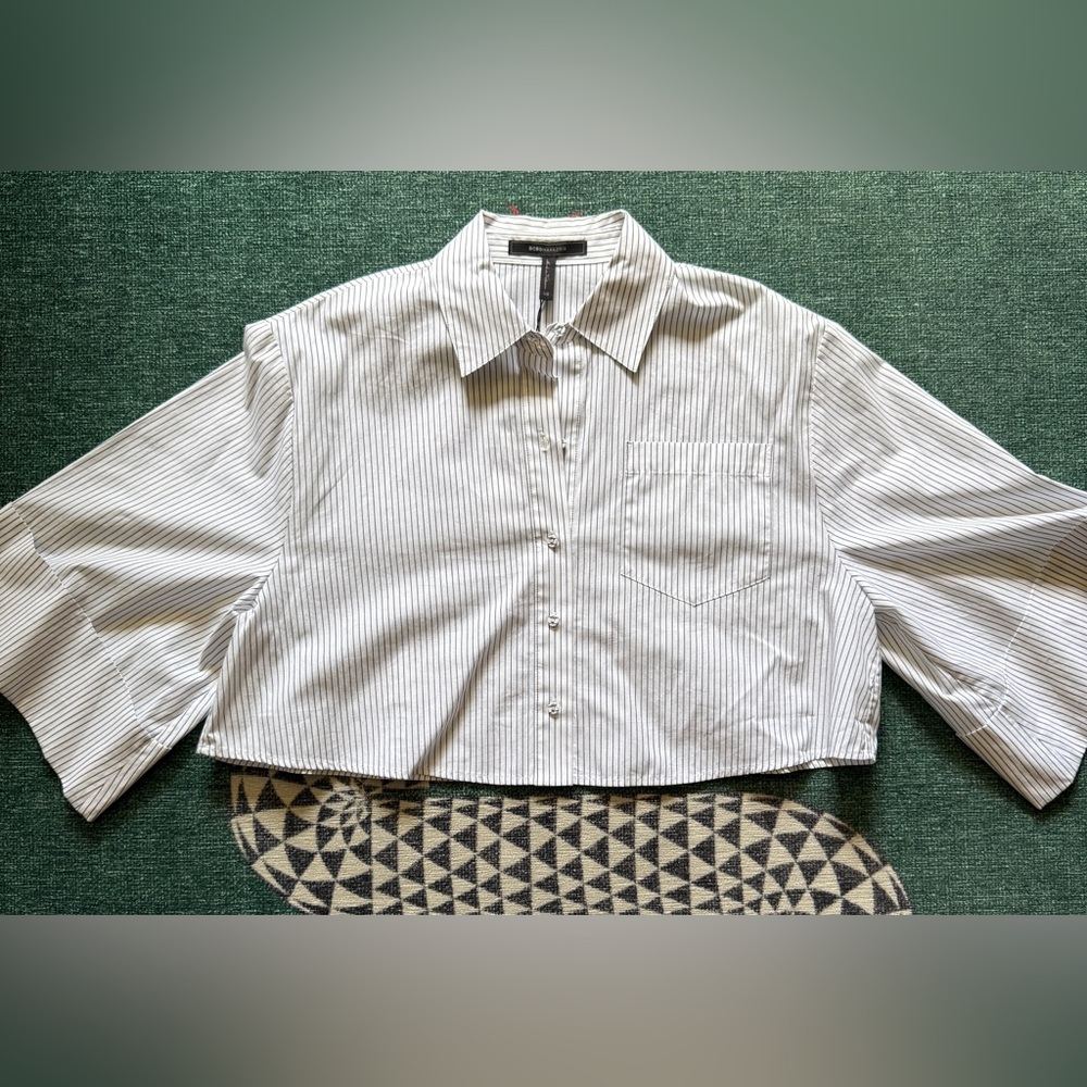 Cropped striped button up